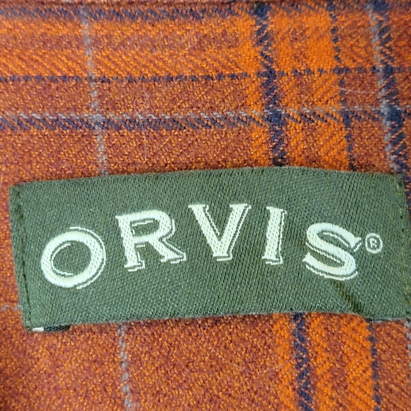 Men's Orvis Perfect Flannel Shirt Orange Plaid - L - Picture 7 of 15